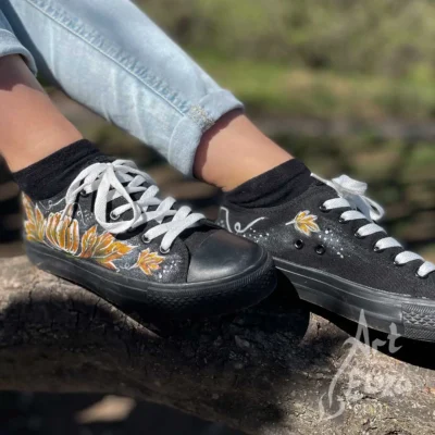 Ръчно рисувани кецове Златна тиква от ArtEliza сн.1