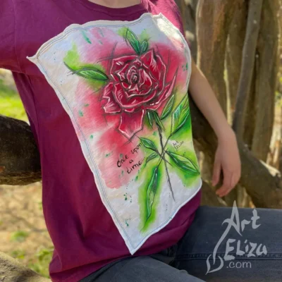 Ръчно рисувана тениска Имало едно време - Роза от Arteliza сн.2