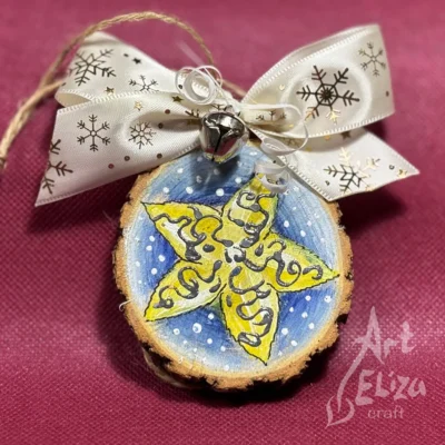 Коледна ръчно рисувана играчка за елха голяма #4 от ArtEliza