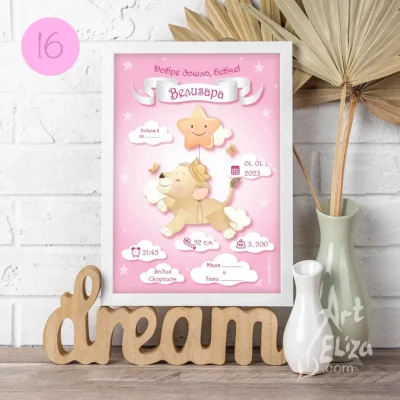 Бебешка визитка в рамка за момиче от ArtEliza сн.32