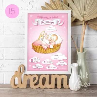 Бебешка визитка в рамка за момиче от ArtEliza сн.31