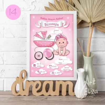 Бебешка визитка в рамка за момиче от ArtEliza сн.30