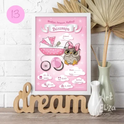 Бебешка визитка в рамка за момиче от ArtEliza сн.28