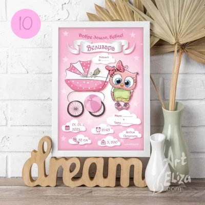 Бебешка визитка в рамка за момиче от ArtEliza сн.25