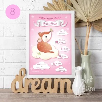 Бебешка визитка в рамка за момиче от ArtEliza сн.24