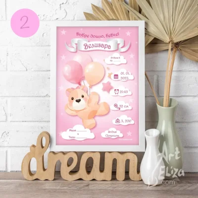 Бебешка визитка в рамка за момиче от ArtEliza сн.14