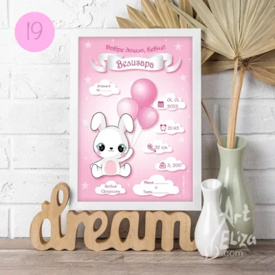 Бебешка визитка в рамка за момиче от ArtEliza сн.2