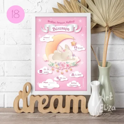 Бебешка визитка в рамка за момиче от ArtEliza сн.17