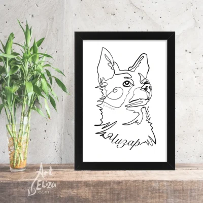 Портрет с една линия на Куче от ArtEliza